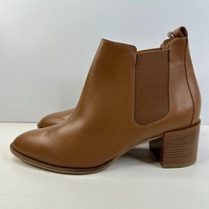 Everlane The Heel Ankle Boot Leather Block Heel Cognac Brown Women 10.5 NWOB
